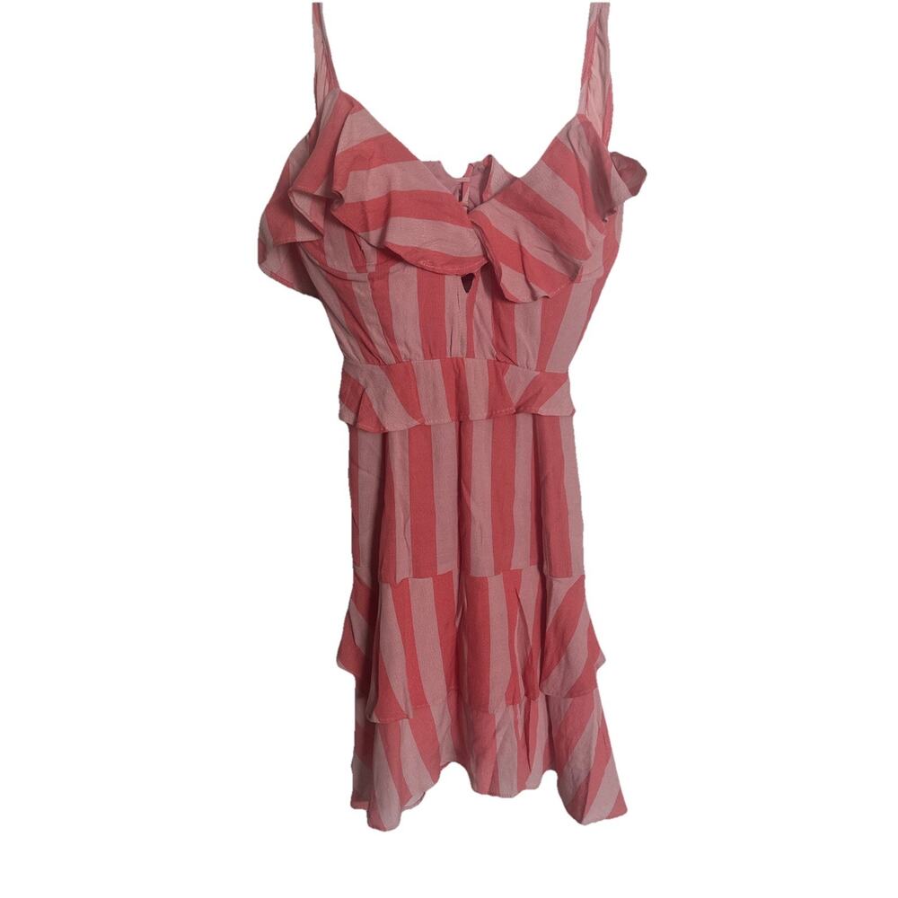 Buddy Love Julia Ruffled Mini Dress Pink Small Stripe